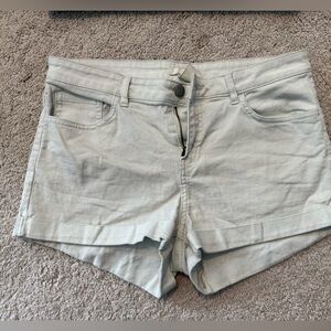 H&M Baby Blue (almost white) Jean Shorts with Cuffed Hem